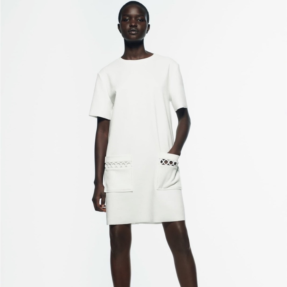 White Zara faux suede dress